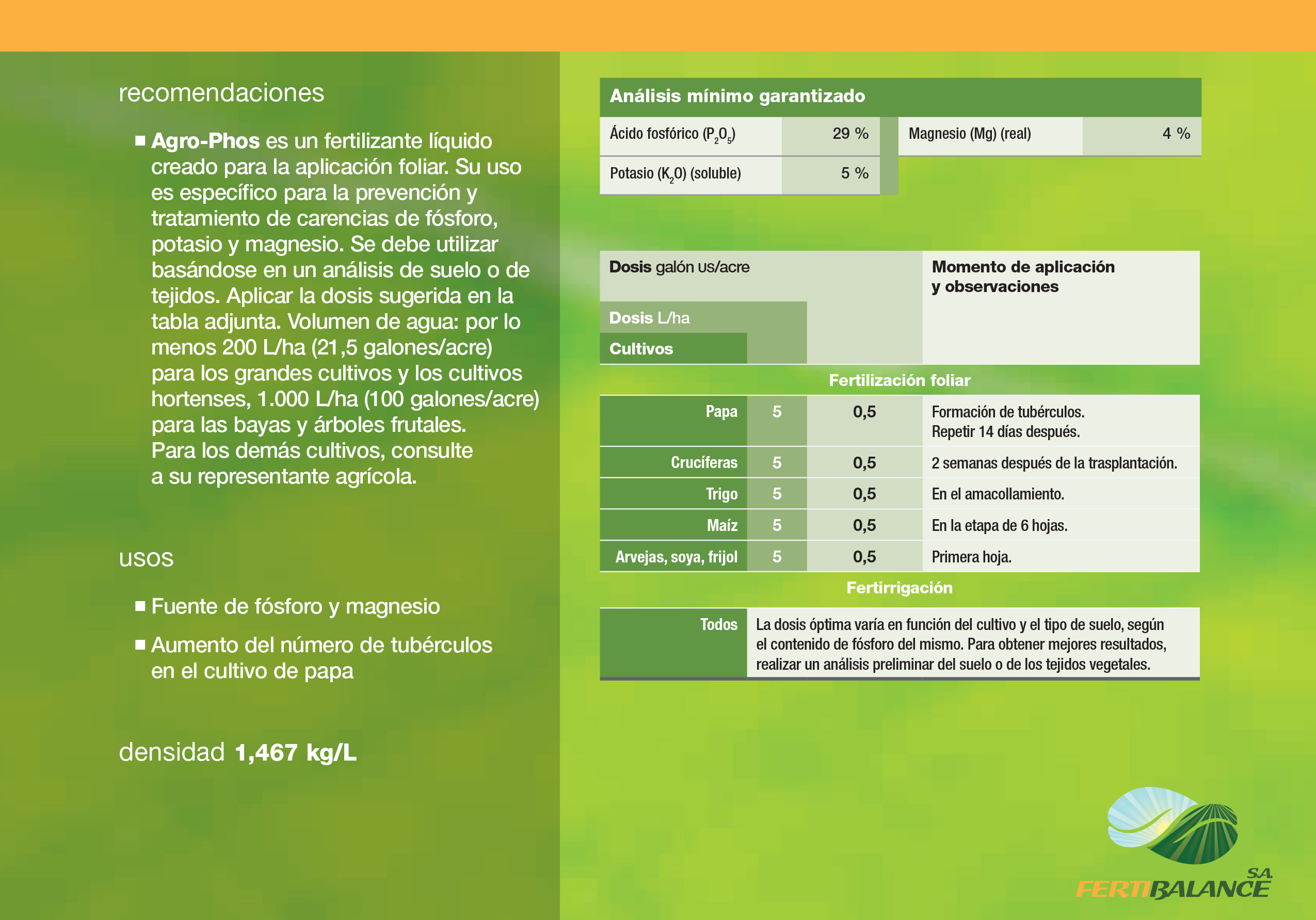 Ficha tecnica Agro Phos 100